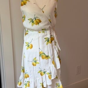 Lemon Print Wrap Dress